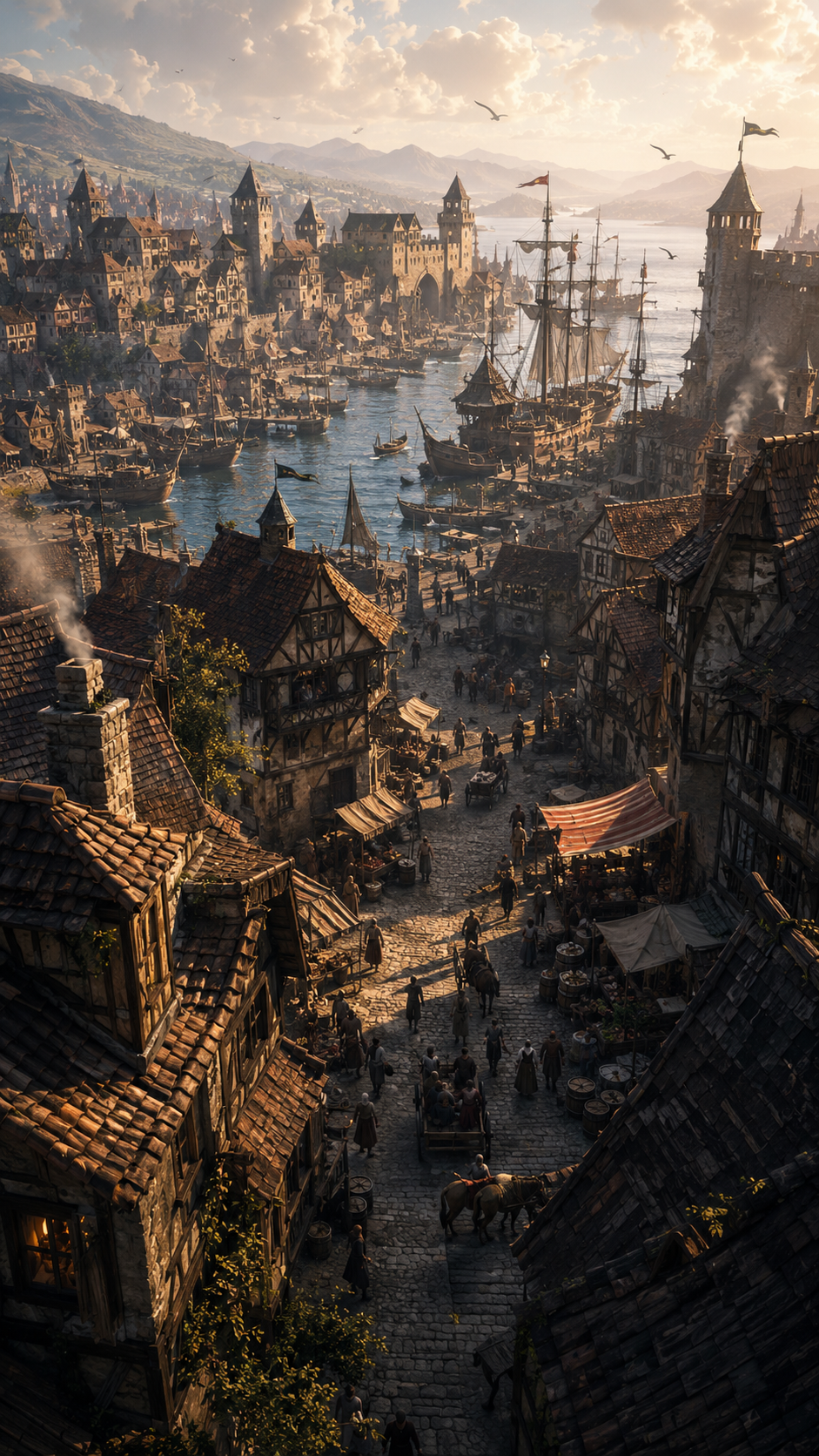 Blick über die Hafenstadt Kornhafen